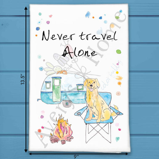 Camper With Pets Tea Towel – Travel Animal Decor