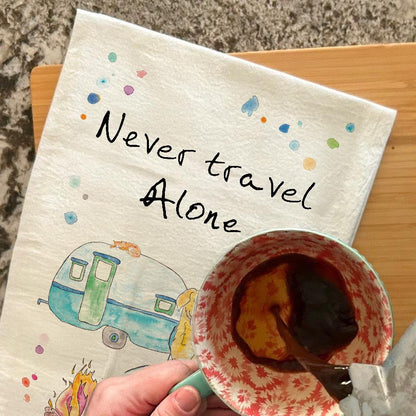 Camper With Pets Tea Towel – Travel Animal Decor