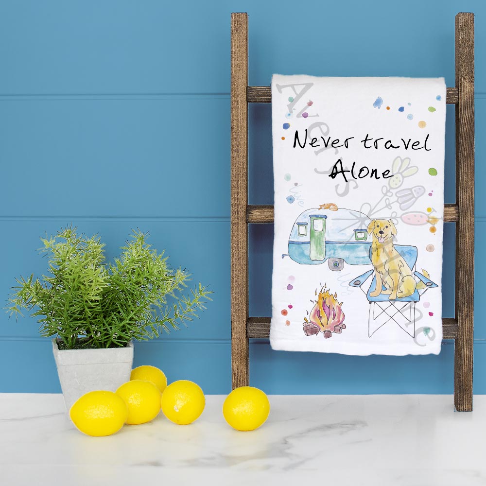 Camper With Pets Tea Towel – Travel Animal Decor