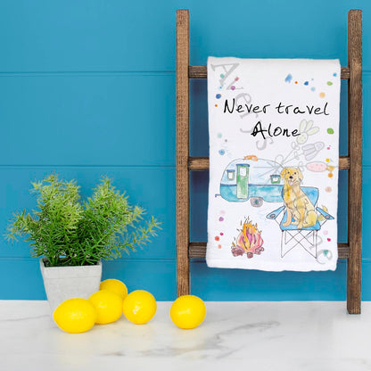 Camper With Pets Tea Towel – Travel Animal Decor