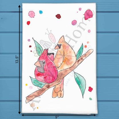 Cardinal Couple Tea Towel – Lovebirds in the Pines