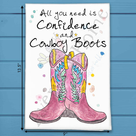 Cowboy Boots Confidence Tea Towel – Western Attitude