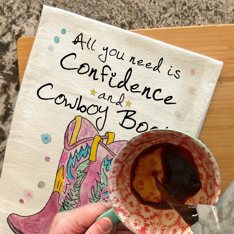 Cowboy Boots Confidence Tea Towel – Western Attitude