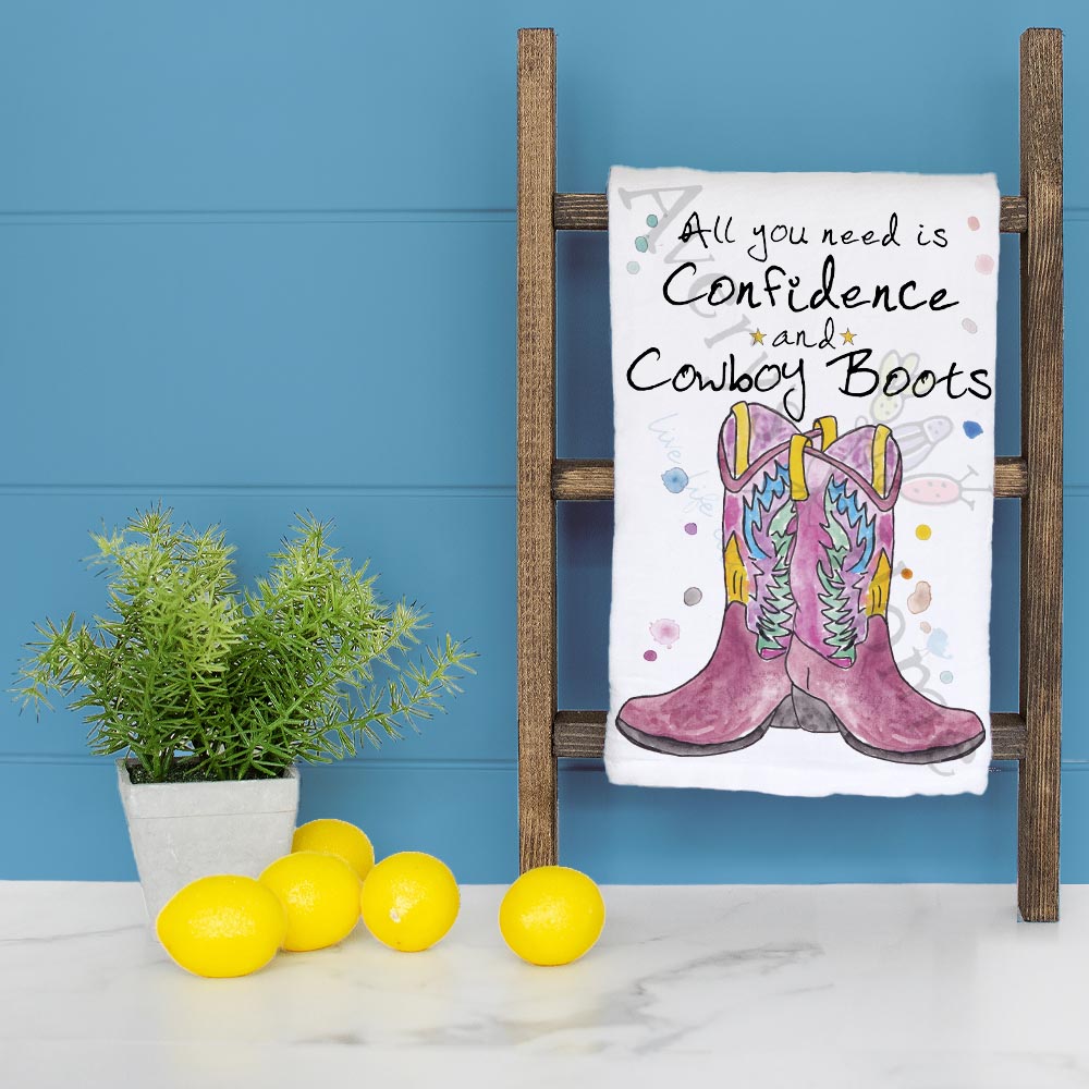 Cowboy Boots Confidence Tea Towel – Western Attitude