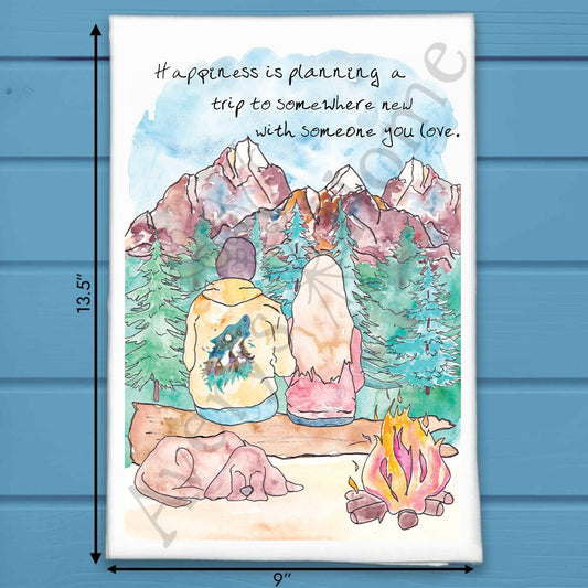 Happiness in the Mountains Tea Towel – Outdoor Joy Decor