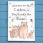 Welcome Cabin Bear Tea Towel – Funny Lodge Warning