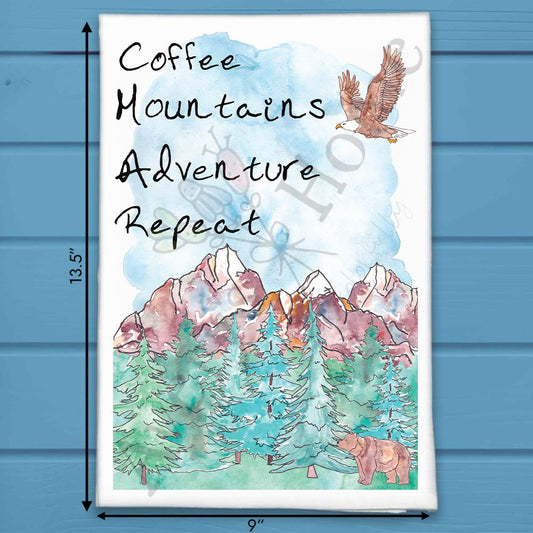 Coffee Mountains Adventure Tea Towel – Rugged Decor