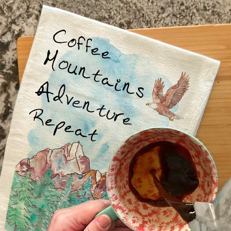 Coffee Mountains Adventure Tea Towel – Rugged Decor