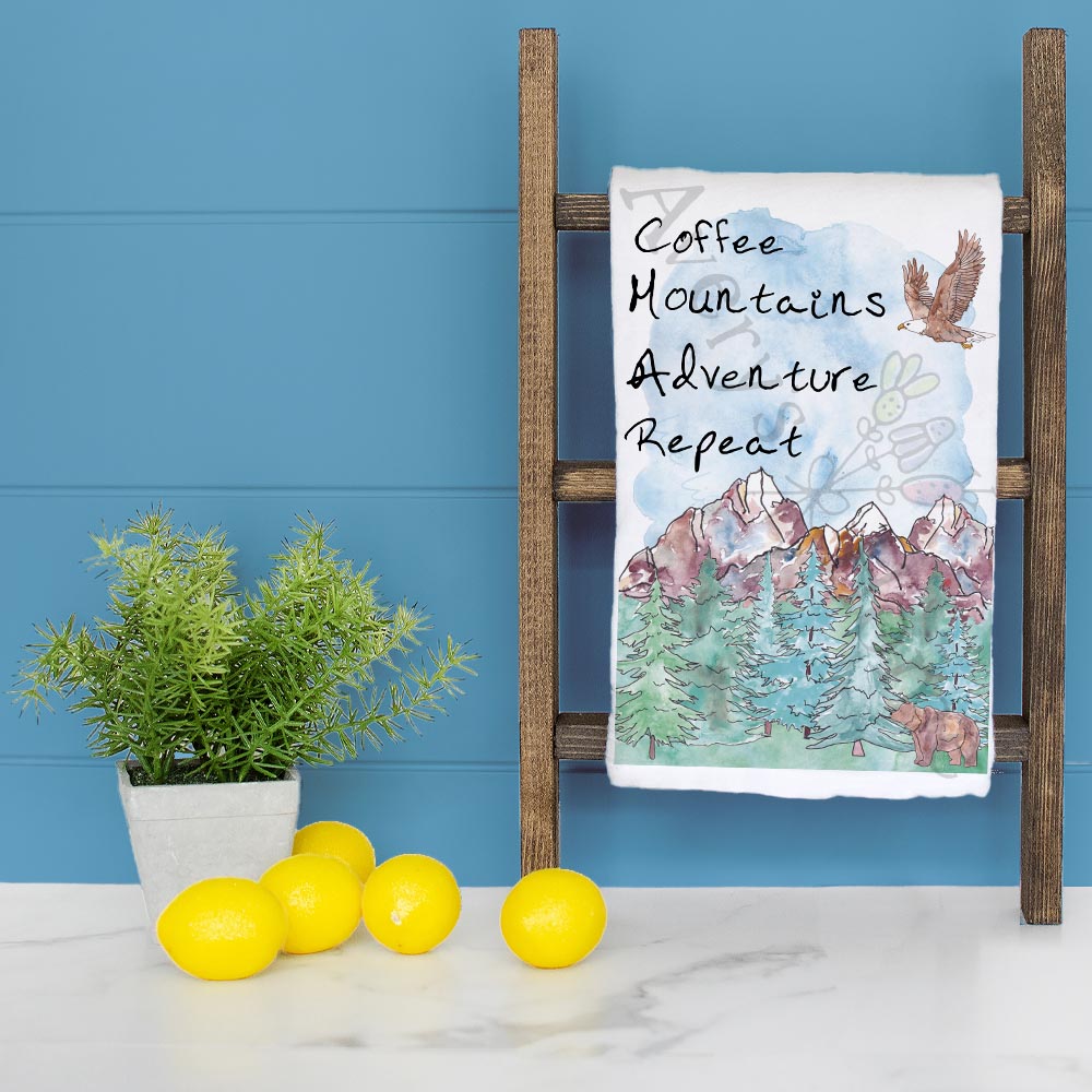 Coffee Mountains Adventure Tea Towel – Rugged Decor