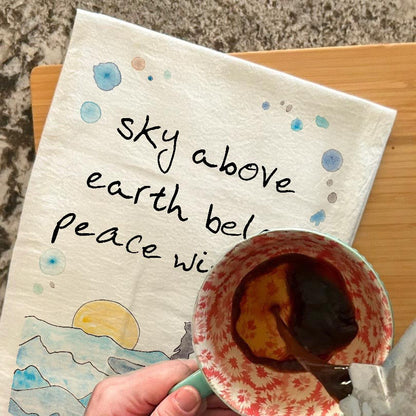 Sky Above Earth Below Tea Towel – Dog Camping Wisdom