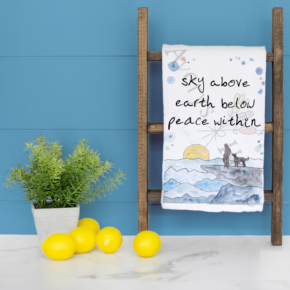 Sky Above Earth Below Tea Towel – Dog Camping Wisdom