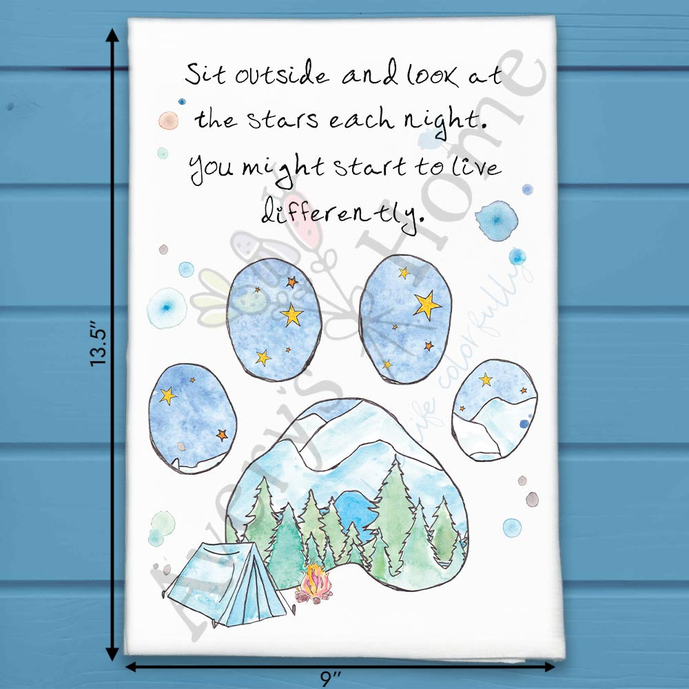 Stars Dogs Camping Tea Towel – Under the Sky Decor