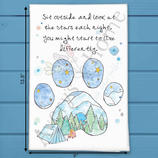 Stars Dogs Camping Tea Towel – Under the Sky Decor