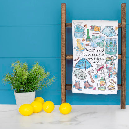 Tent & Fresh Air Tea Towel – Camping Life Quote