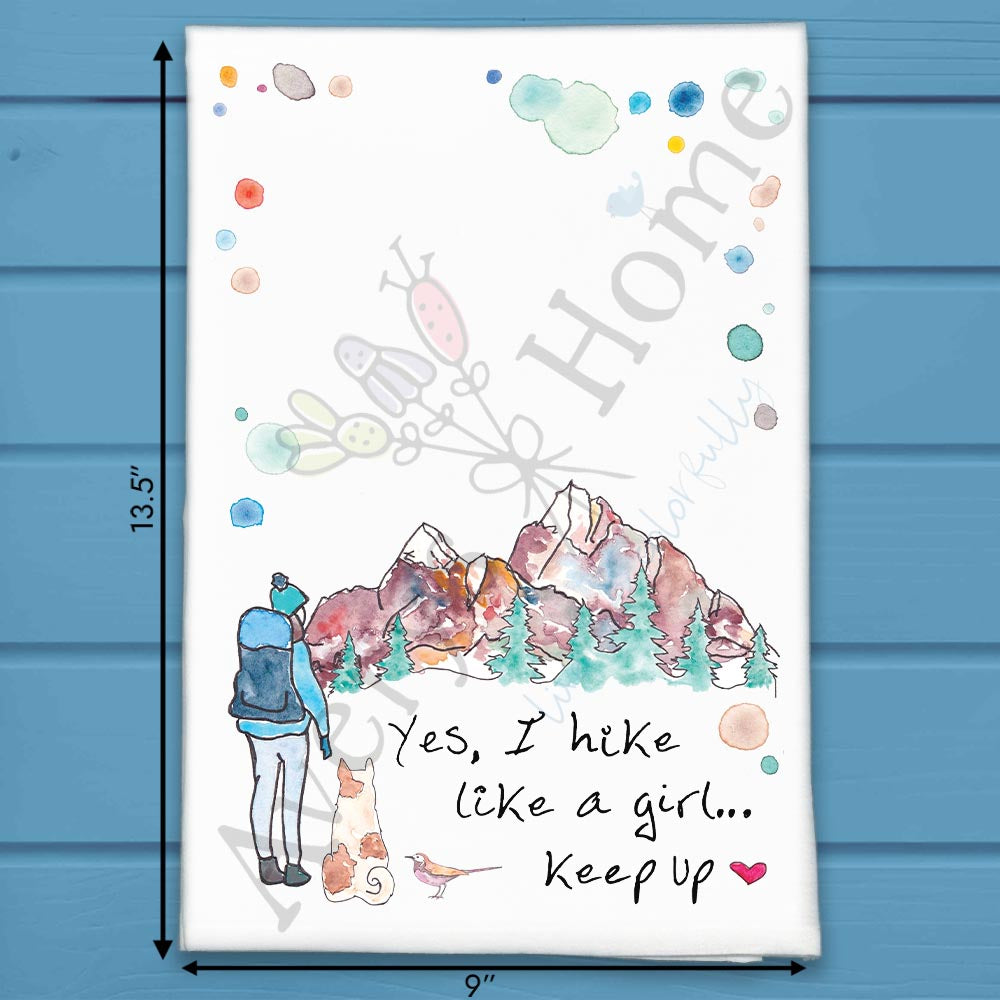 Hike Like a Girl Tea Towel – Dog Trail Humor