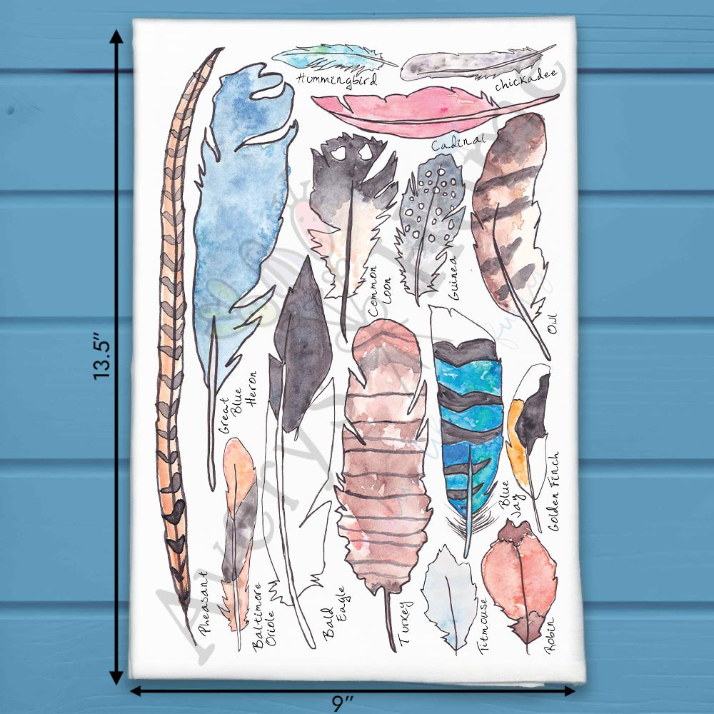 Bird Feather Collection Tea Towel – Nature Study Decor