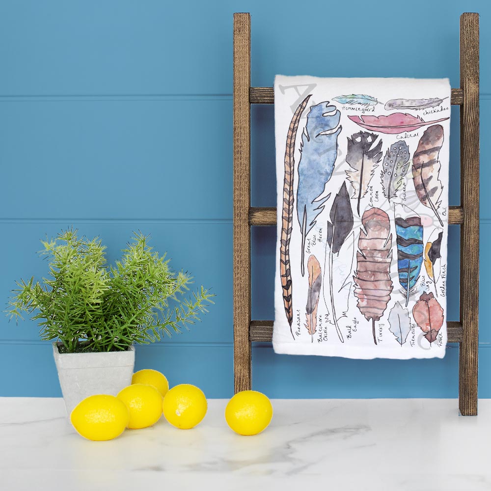 Bird Feather Collection Tea Towel – Nature Study Decor