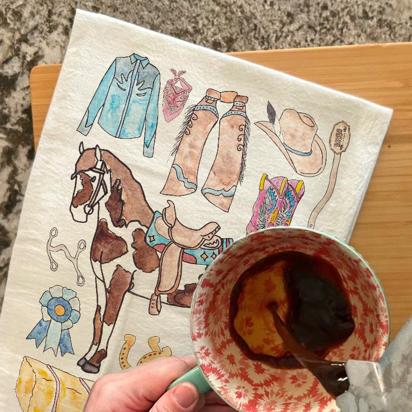 Western Horse Riding Tea Towel – Cowboy Decor
