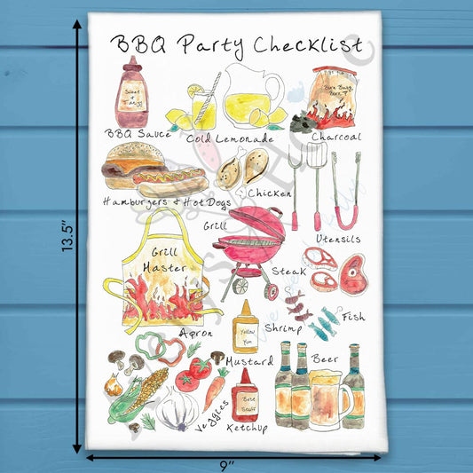 BBQ Grilling Checklist Tea Towel – Backyard Decor