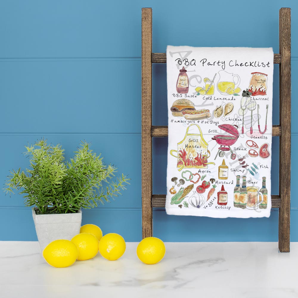 BBQ Grilling Checklist Tea Towel – Backyard Decor