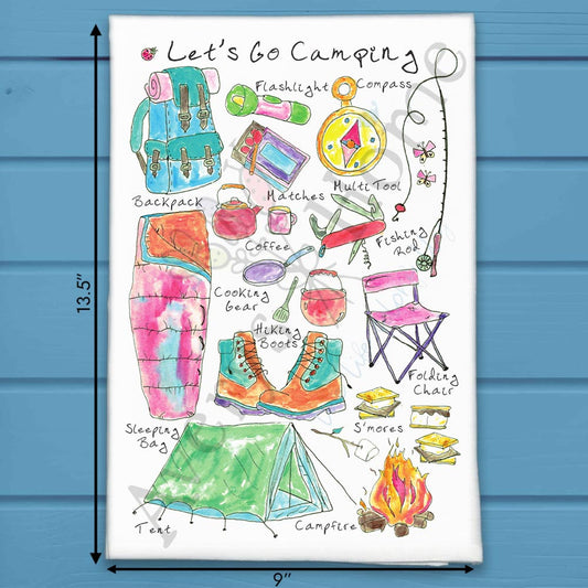 Let’s Go Camping Tea Towel – Nature Explorer Decor
