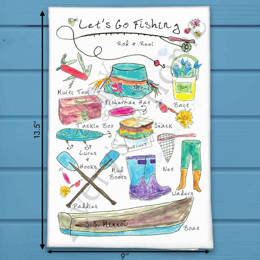 Let’s Go Fishing Tea Towel – Outdoor Lake Decor