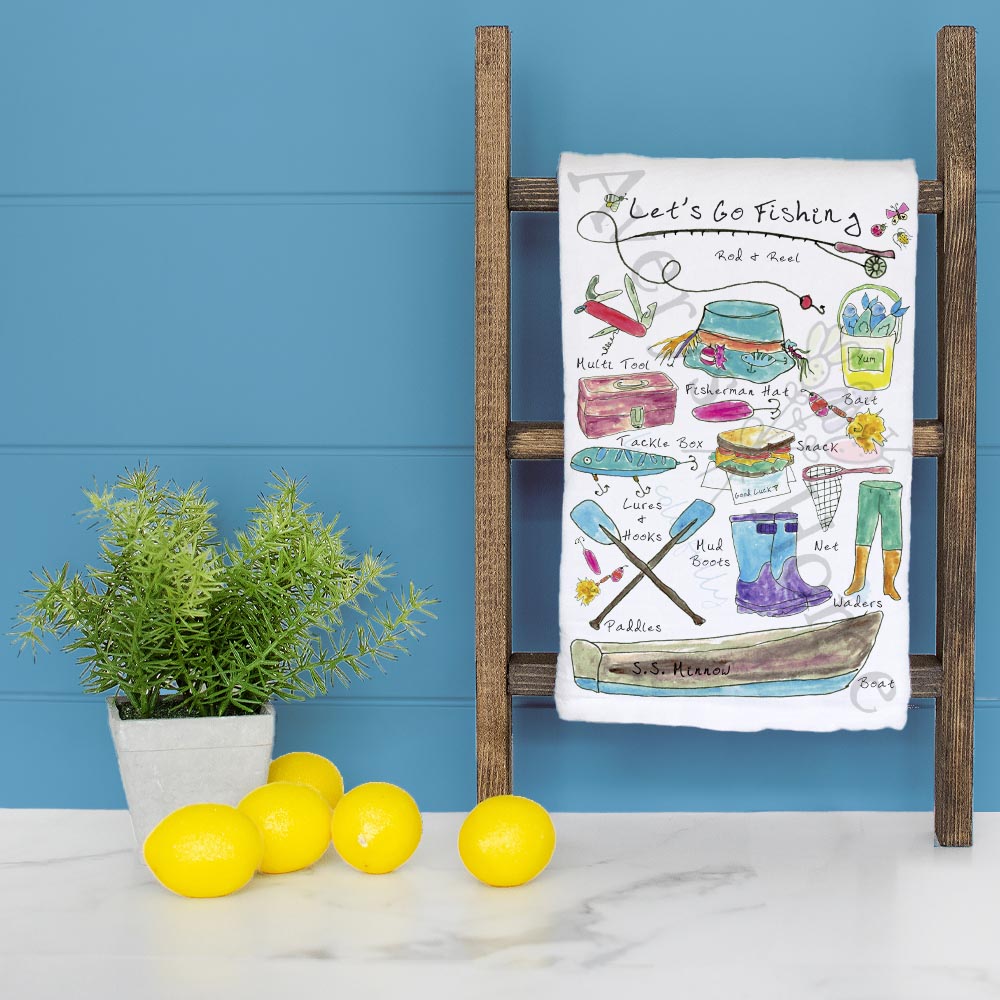 Let’s Go Fishing Tea Towel – Outdoor Lake Decor