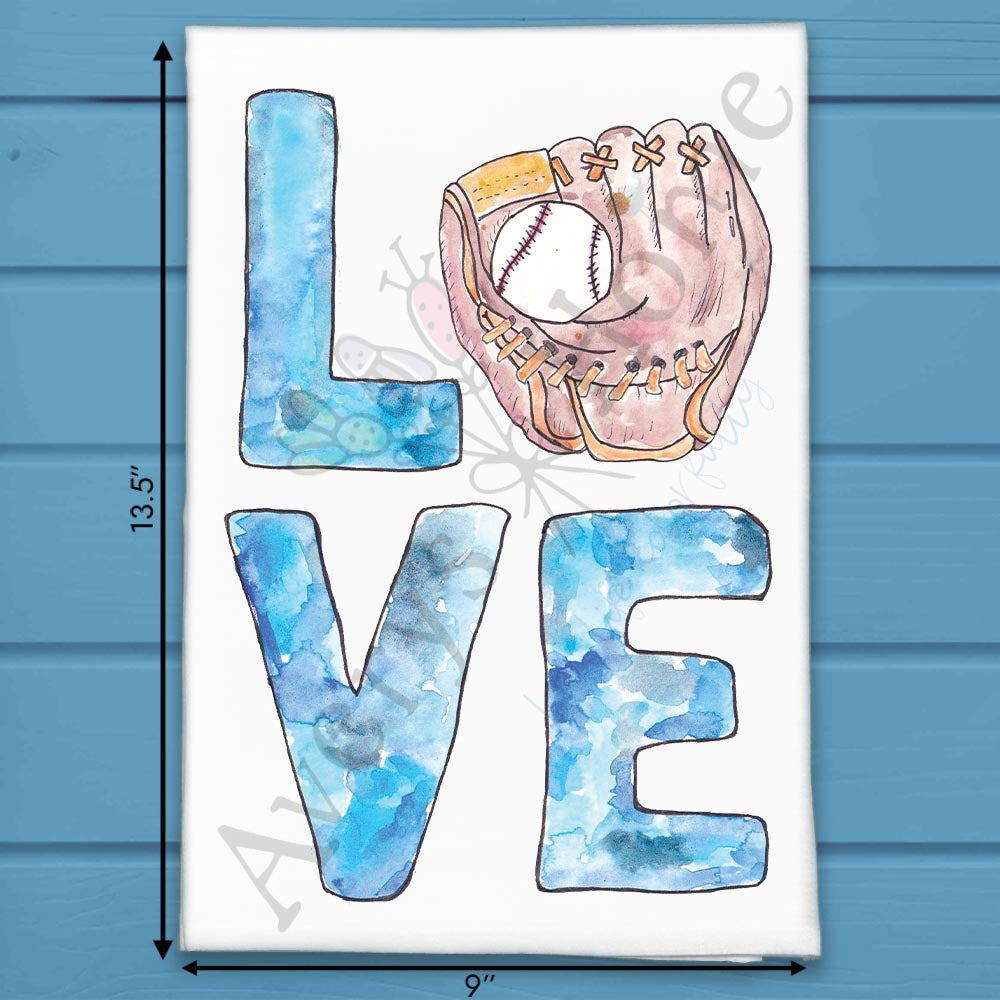 LOVE Baseball Tea Towel
