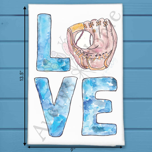 LOVE Baseball Tea Towel