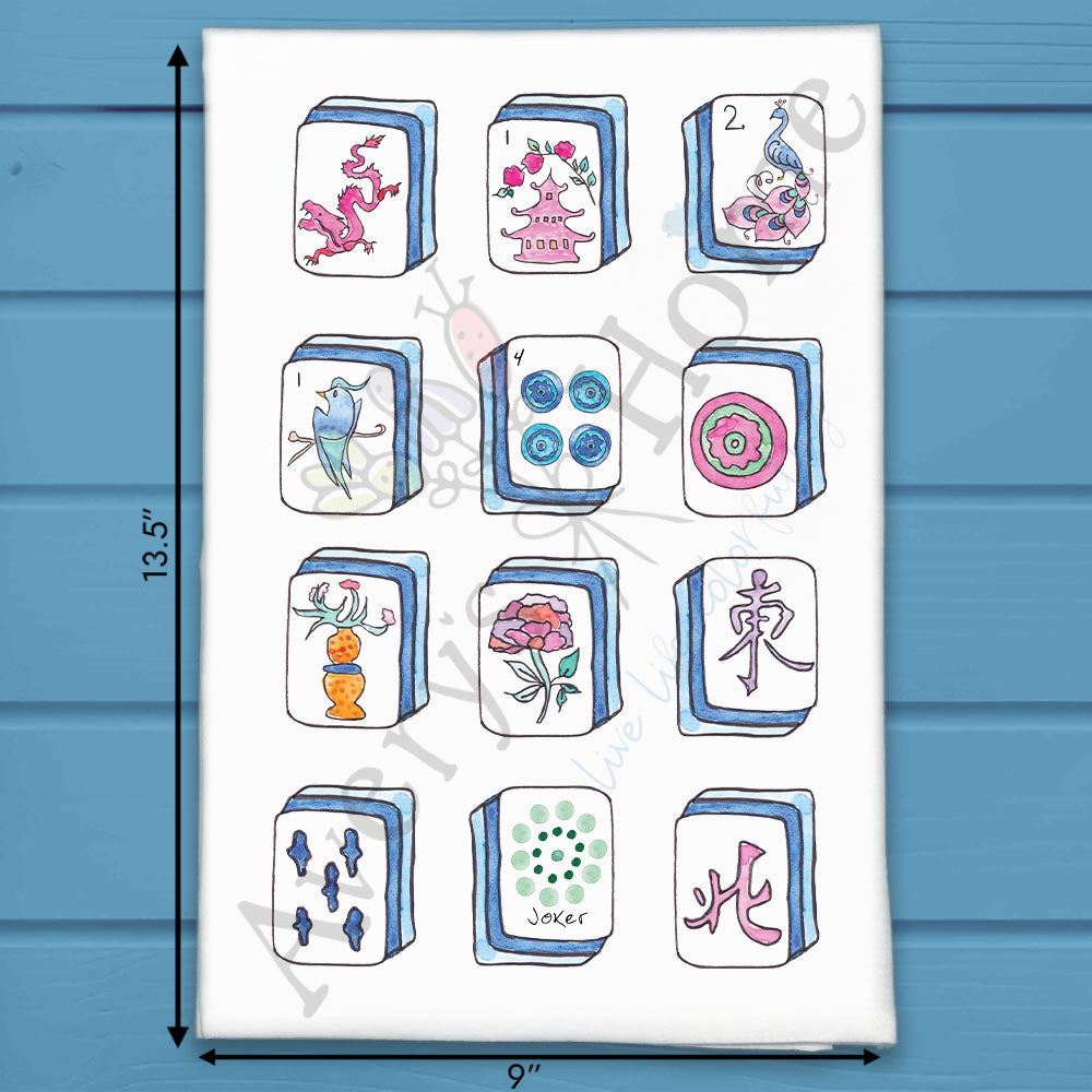 Mahjong Tiles Tea Towel – Game Lover Decor