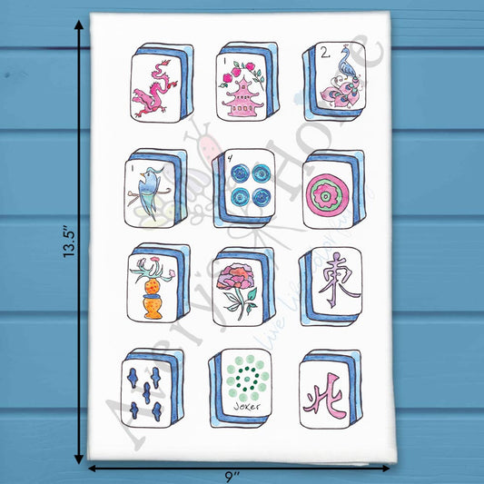 Mahjong Tiles Tea Towel – Game Lover Decor