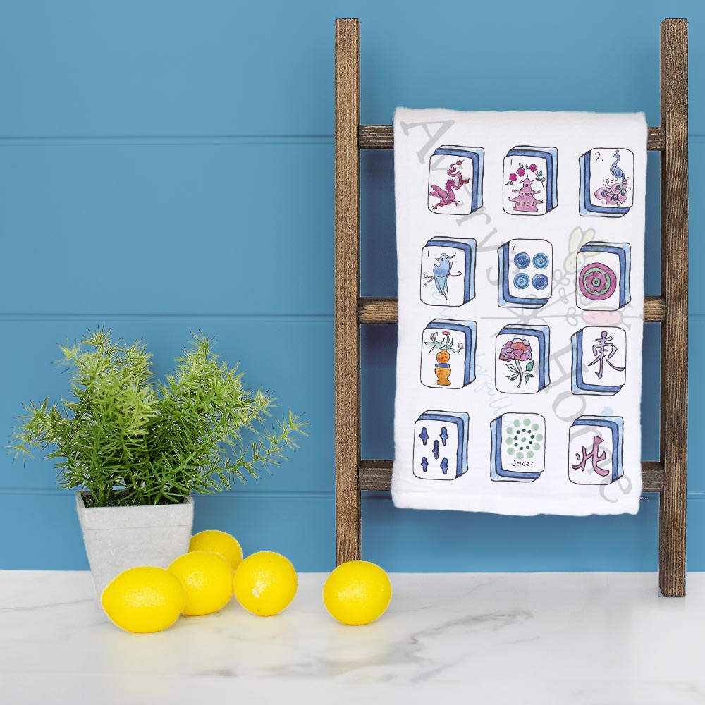 Mahjong Tiles Tea Towel – Game Lover Decor
