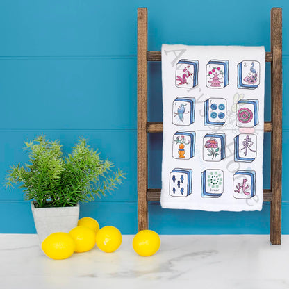 Mahjong Tiles Tea Towel – Game Lover Decor