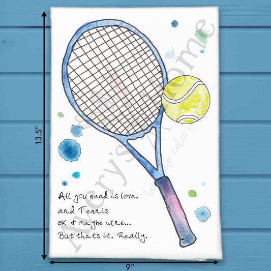 Tennis & Wine Tea Towel – Match Day Humor