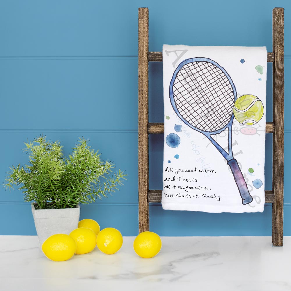 Tennis & Wine Tea Towel – Match Day Humor