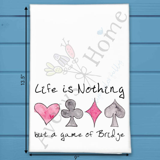 Bridge Game Life Quote Tea Towel – Card Table Decor