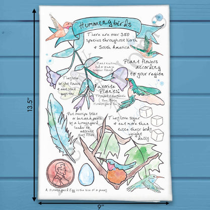 Hummingbird Bird Facts Tea Towel – Birdwatcher Decor