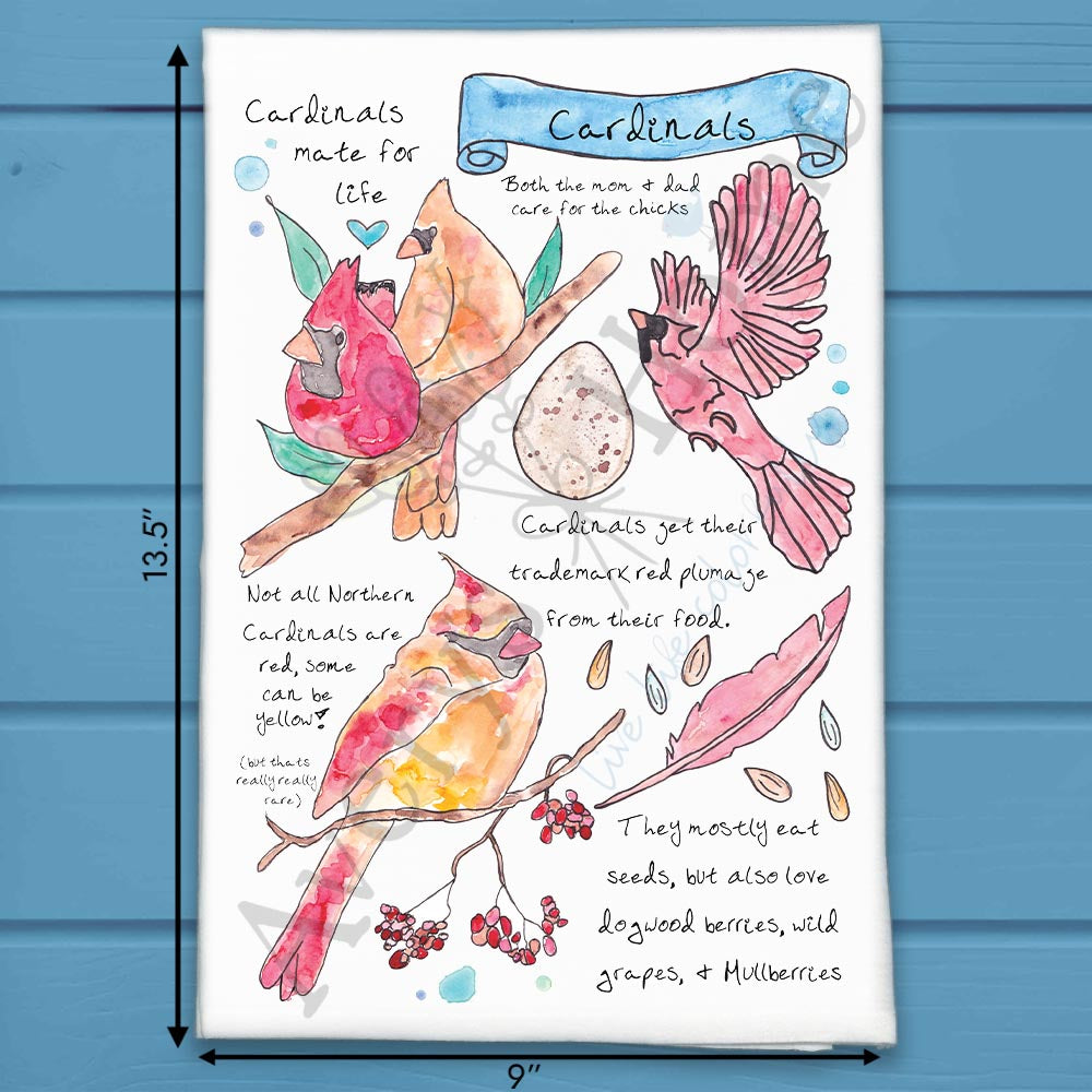 Cardinal Bird Facts Tea Towel – Nature Decor