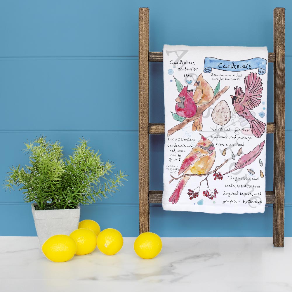 Cardinal Bird Facts Tea Towel – Nature Decor