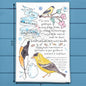 American Goldfinch Facts Tea Towel – Garden Bird Decor