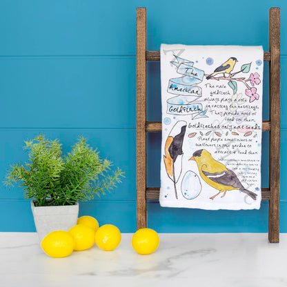 American Goldfinch Facts Tea Towel – Garden Bird Decor