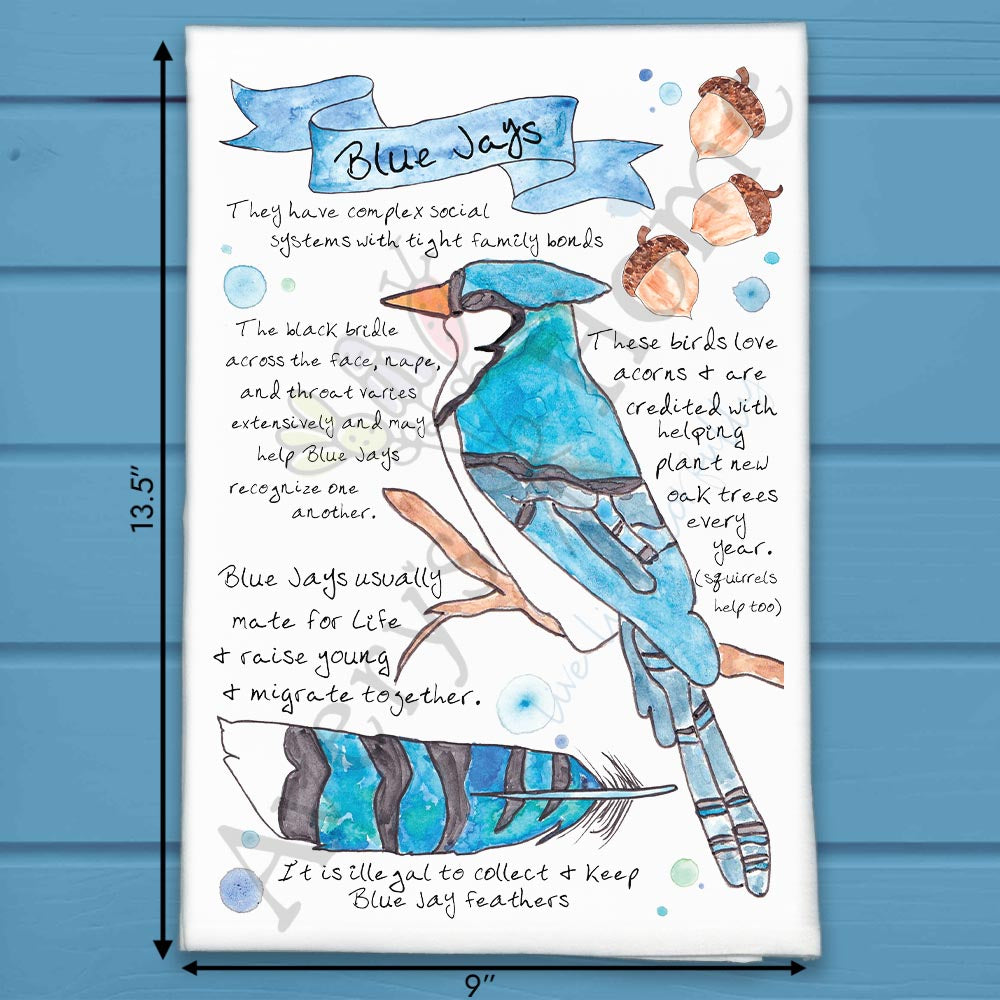 Blue Jay Facts Tea Towel – Birdwatcher Gift