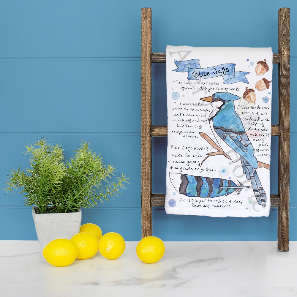 Blue Jay Facts Tea Towel – Birdwatcher Gift