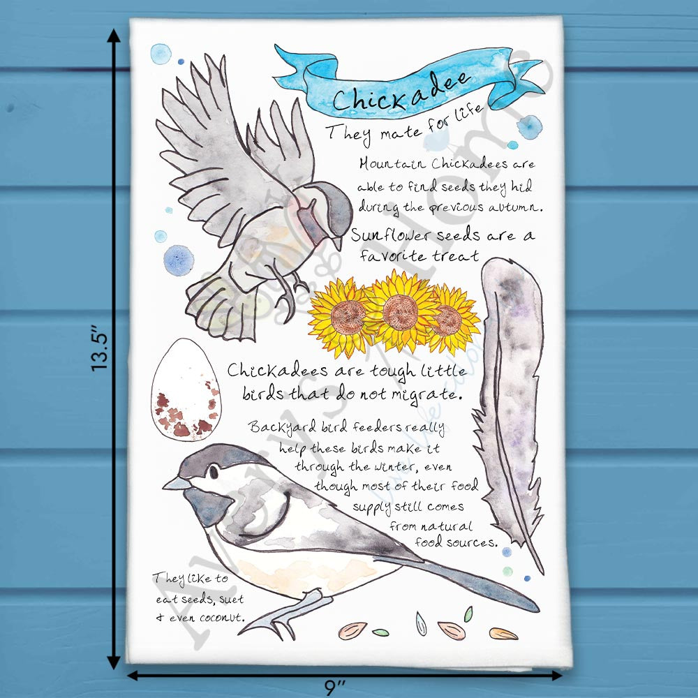 Chickadee Bird Facts Tea Towel – Whimsical Decor