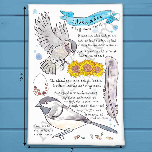 Chickadee Bird Facts Tea Towel – Whimsical Decor