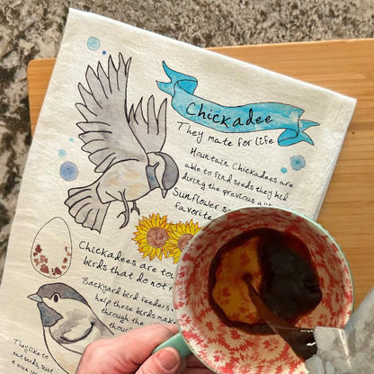 Chickadee Bird Facts Tea Towel – Whimsical Decor