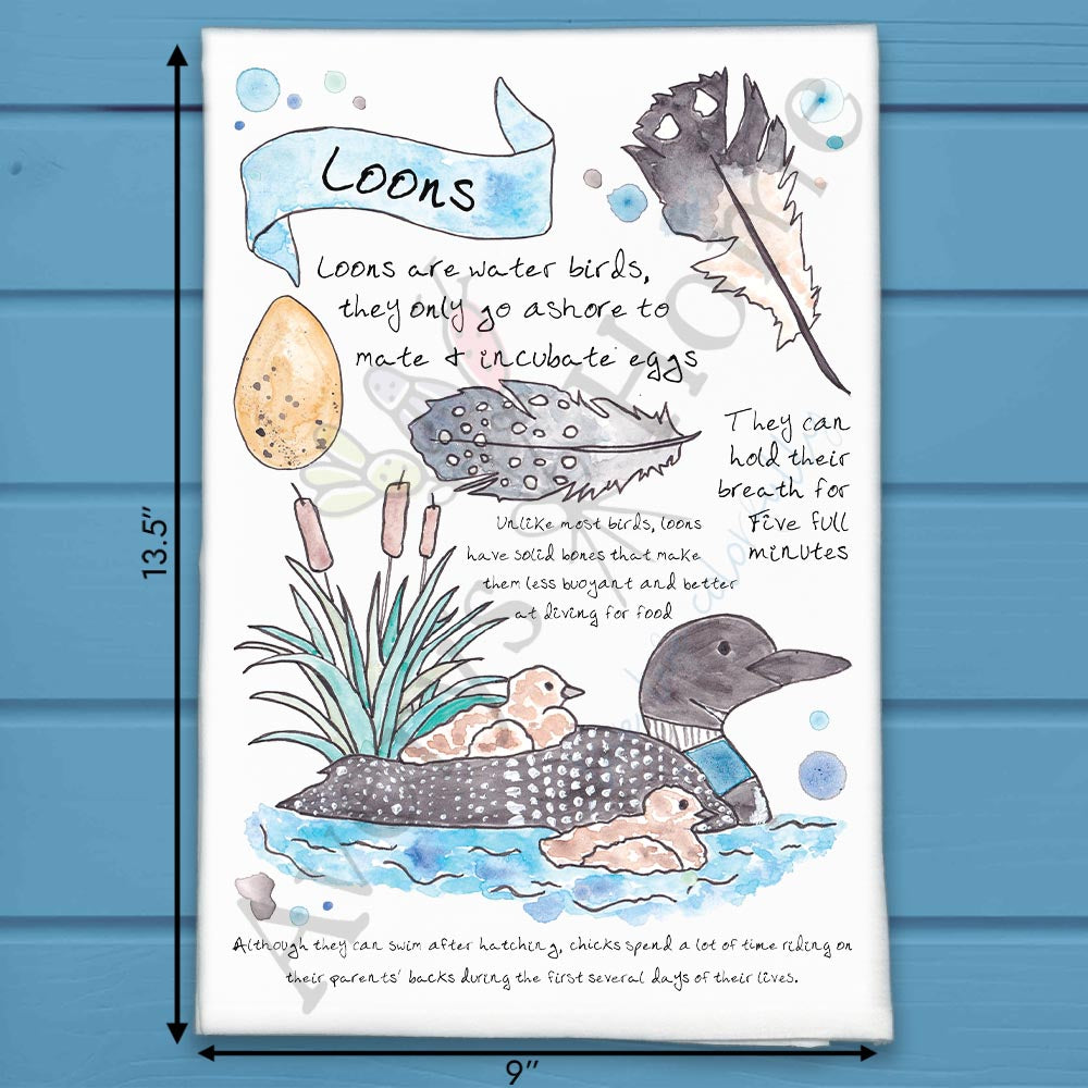 Common Loon Bird Facts Tea Towel – Lake Life Gift