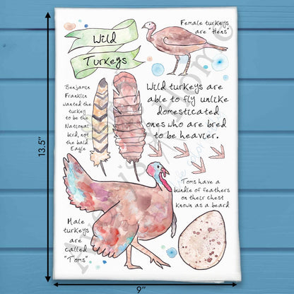 Wild Turkey Bird Facts Tea Towel