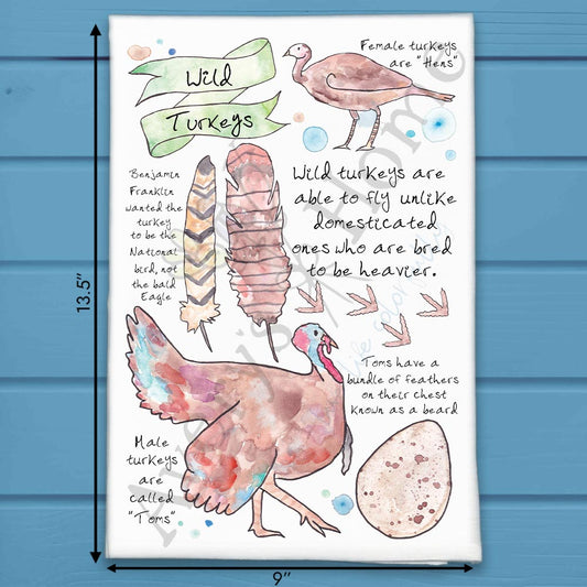 Wild Turkey Bird Facts Tea Towel