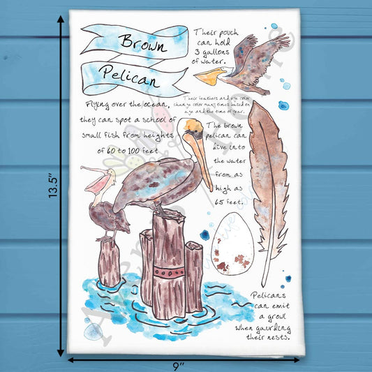 Pelican Bird Facts Tea Towel – Coastal Wildlife Decor